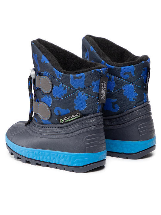 Kids Snow Boots with Laces Navy Blue