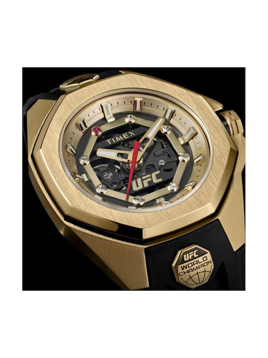Timex Ufc Street Ανδρικό Ρολόι Μπαταρίας με Χρυσό Καουτσούκ Λουράκι