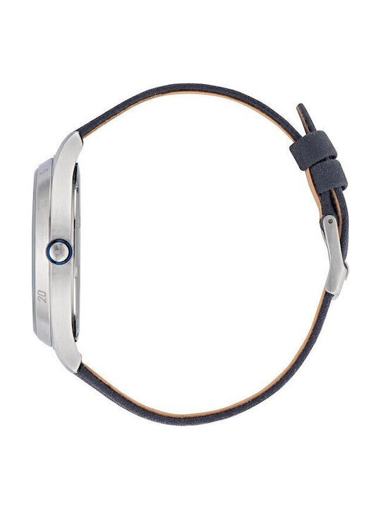 Ceas Barbati Code Four 42mm cu Baterie cu Curea din piele Argintie