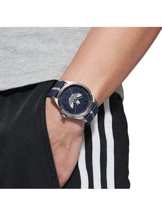 adidas Code Four Men's Watch 42mm Battery with Silver Leather Strap