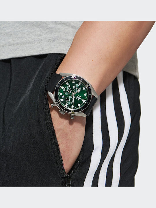 adidas Edition Two Ανδρικό Ρολόι 43mm Χρονογράφος Μπαταρίας με Ασημί Καουτσούκ Λουράκι
