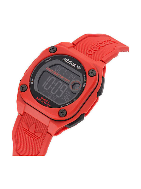 adidas City Tech Two Herrenuhr 45mm Batterie mit Roter Gummi-Farbe