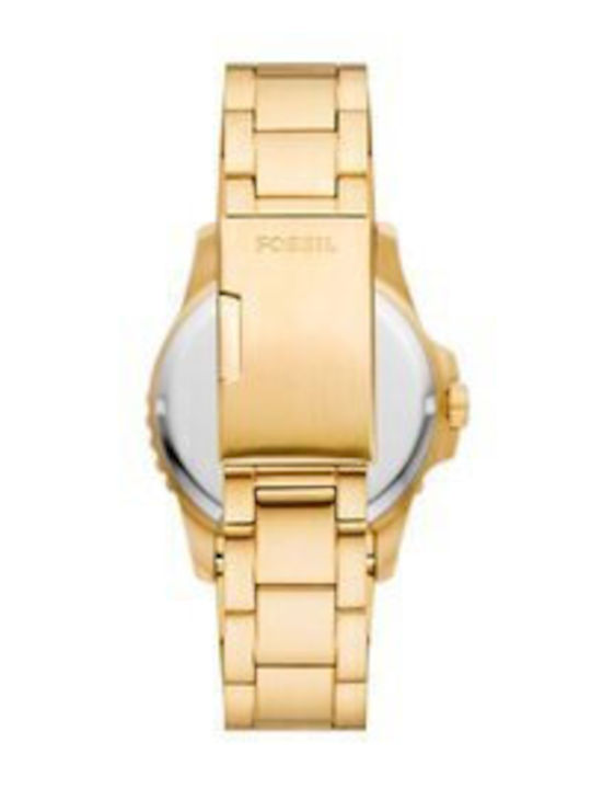 Fossil Ανδρικό Ρολόι 42mm Μπαταρίας με Χρυσό Μεταλλικό Μπρασελέ
