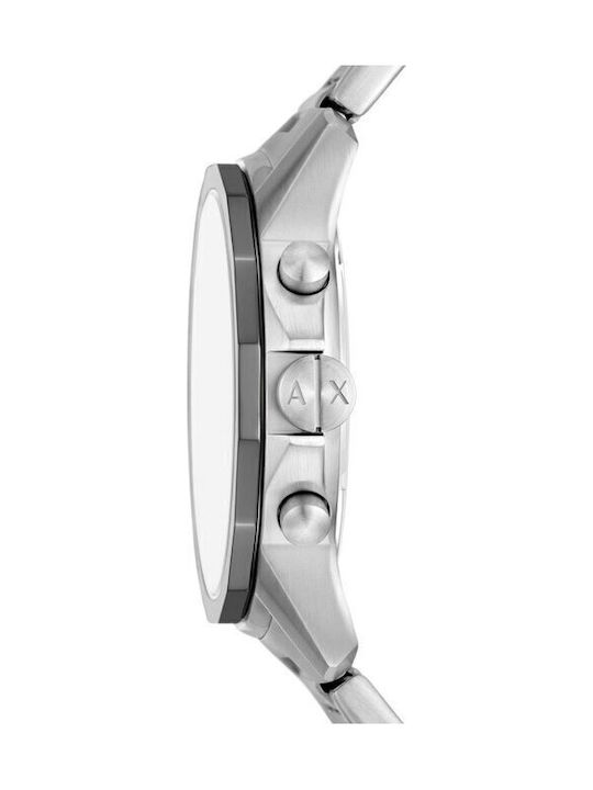 Armani Exchange Γυναικείο Ρολόι 44mm Χρονογράφος Μπαταρίας με Ασημί Μεταλλικό Μπρασελέ
