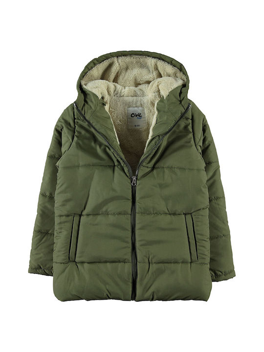 Civil Kids Casual Jacket with Lining & Hood Khaki