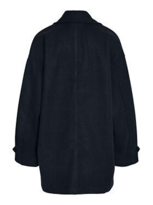 Γυναικείο Μαύρο Παλτό Oversized με Κουμπιά
