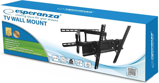 Esperanza ERW004 Βάση Τηλεόρασης Τοίχου έως 70" και 55kg Μαύρο