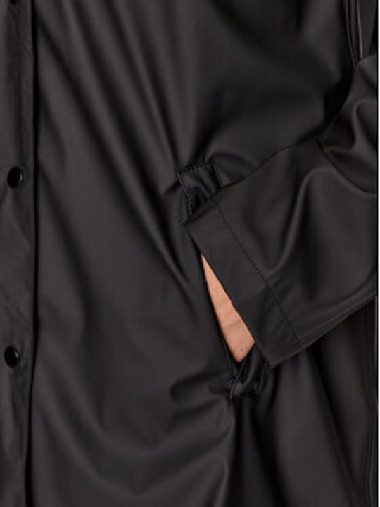 Women's Short Puffer Jacket Waterproof for Winter BLACK