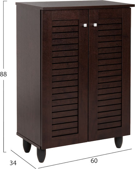 Holz Schuhschrank Prolly mit 4 Regalen Wenge L60xW34xH88cm
