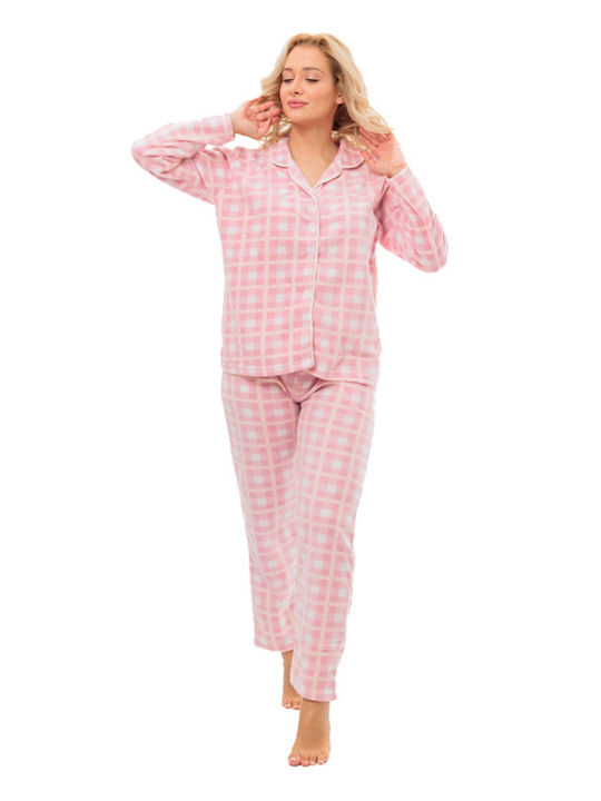 SNC Homewear Winter Damen Vlies Pyjama-Oberteil Rose