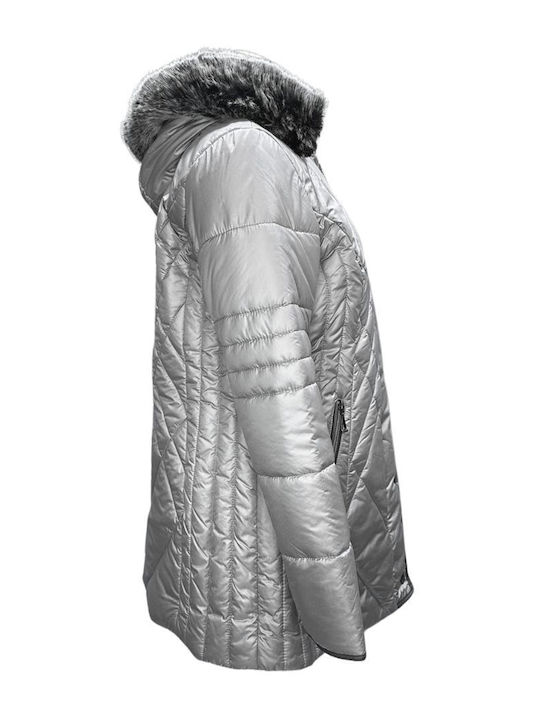 Velur Women's Long Puffer Jacket for Winter with Hood BRONZE