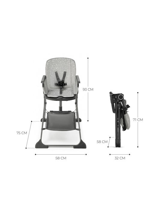 Kinderkraft Foldee Foldable Highchair with Adjustable Height Gray