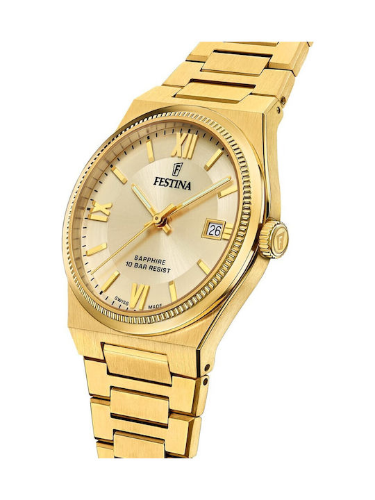 Festina Ceas de Damă cu Auriu Brățară Metalică