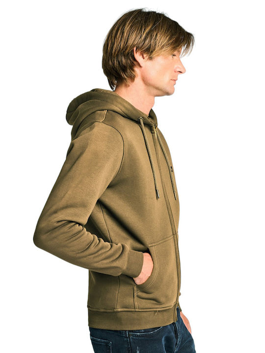 Staff Men's Sweatshirt Jacket with Hood Haki