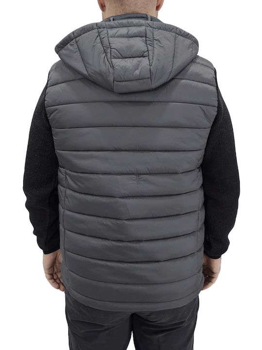 Double Ärmellos Herren Winter Jacke Puffer Dk.GREY