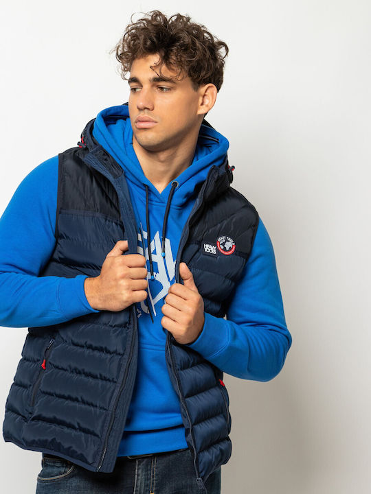 Heavy Tools Ärmellos Herren Jacke Lässig Wasserdicht Blau