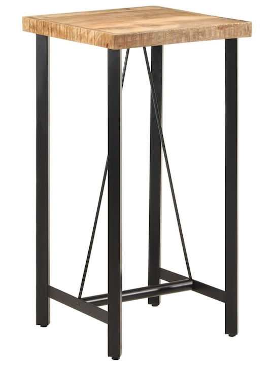 Square Table Bar from Solid Wood & Metal Mango Wood Mango Massif 55x55x107cm