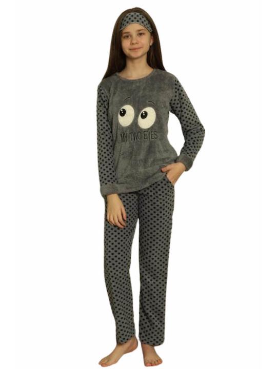 Akasya Kinder Schlafanzug Winter Fleece Gray