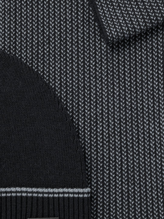 Unisex Set with Beanie Knitted in Gray color