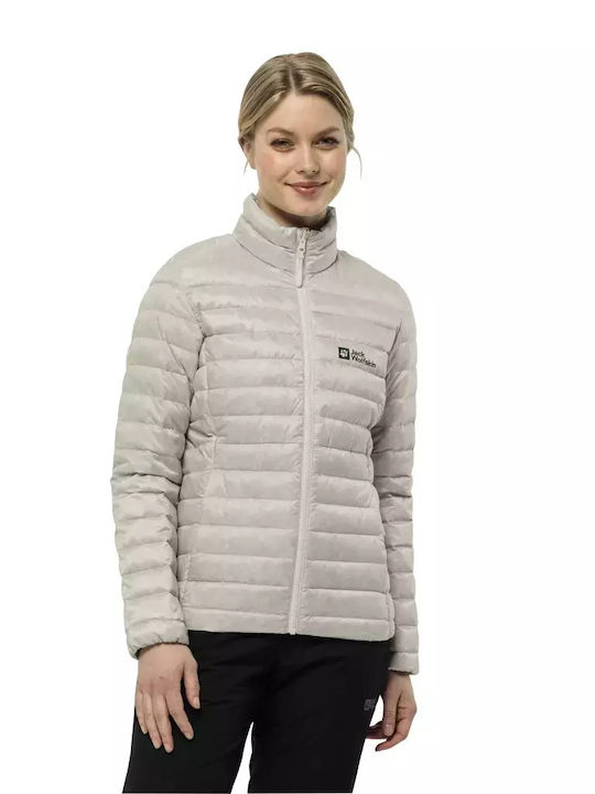 Jack Wolfskin Κοντό Γυναικείο Puffer Μπουφάν για Χειμώνα Λευκό