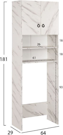 HomeMarkt Terry Подов Рафт за баня Дървен 64x29x181см Бял HomeMarkt Terry Подов Рафт за баня Дървен 64x29x181см Бял
