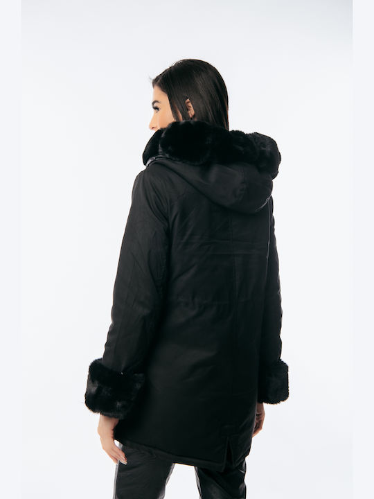 Lungă Jachetă de femei Puffer Black