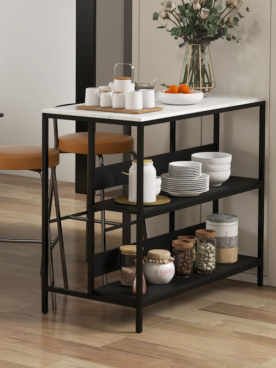 HomCom HomCom Kitchen Rack Metallic 3 Tiers Black 100x50x90cm