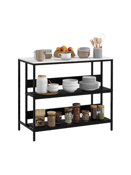 HomCom HomCom Kitchen Rack Metallic 3 Tiers Black 100x50x90cm