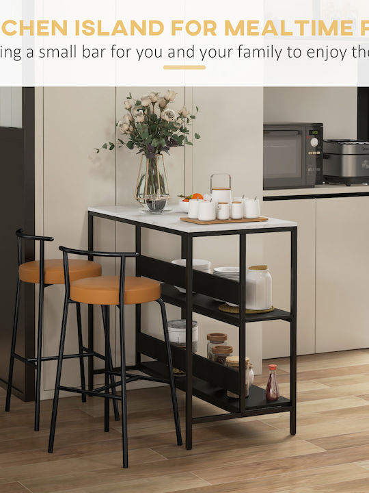 HomCom HomCom Kitchen Rack Metallic 3 Tiers Black 100x50x90cm