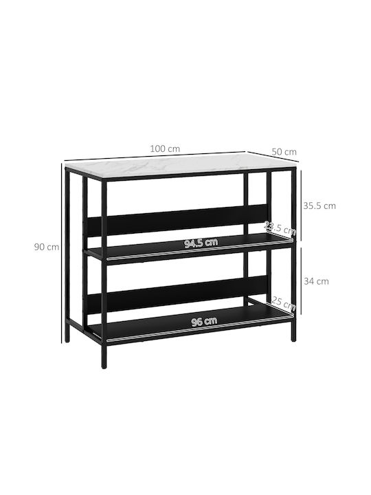 HomCom HomCom Kitchen Rack Metallic 3 Tiers Black 100x50x90cm