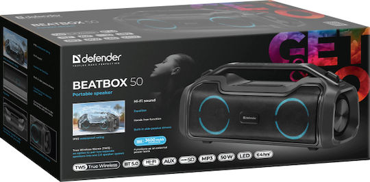 Defender Beatbox 50 Bluetooth Speaker 50W with Battery Life up to 6 hours Black