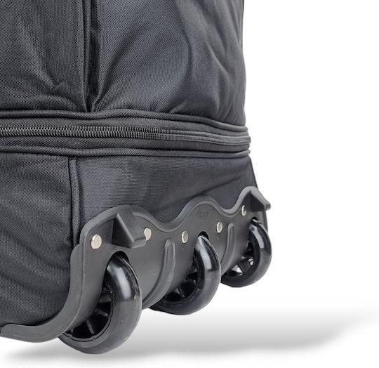 Playbags Σακ Βουαγιάζ 90lt Μαύρο με Ρόδες Υφασμάτινο Μ59xΠ21xΥ27εκ.