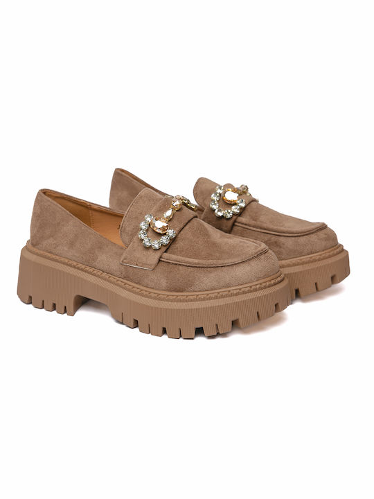 Malesa Women's Moccasins in Khaki Color