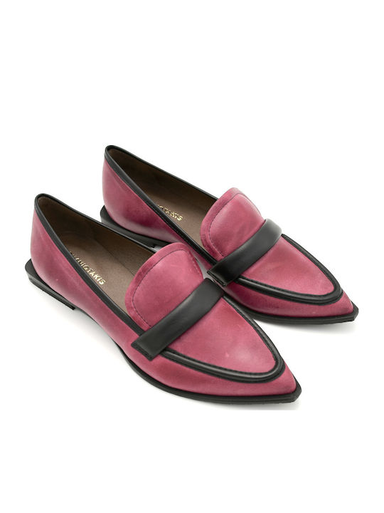 Δερμάτινα Γυναικεία Loafers σε Μπορντό Χρώμα