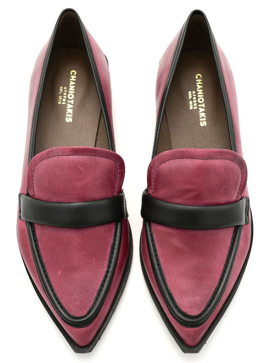 Δερμάτινα Γυναικεία Loafers σε Μπορντό Χρώμα