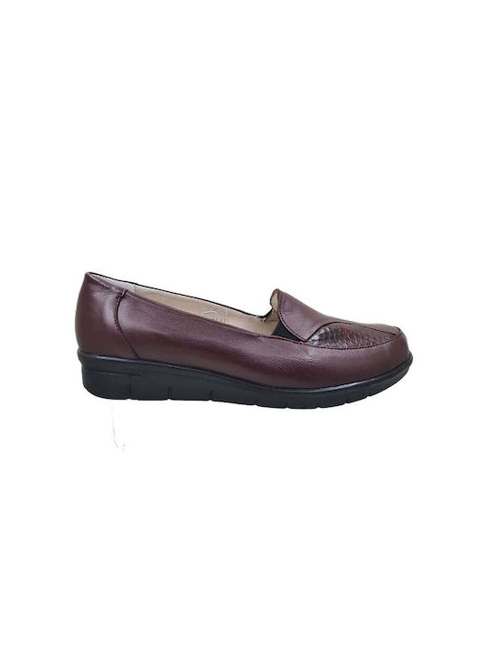 Manlisa Leather Women's Moccasins in Burgundy Color