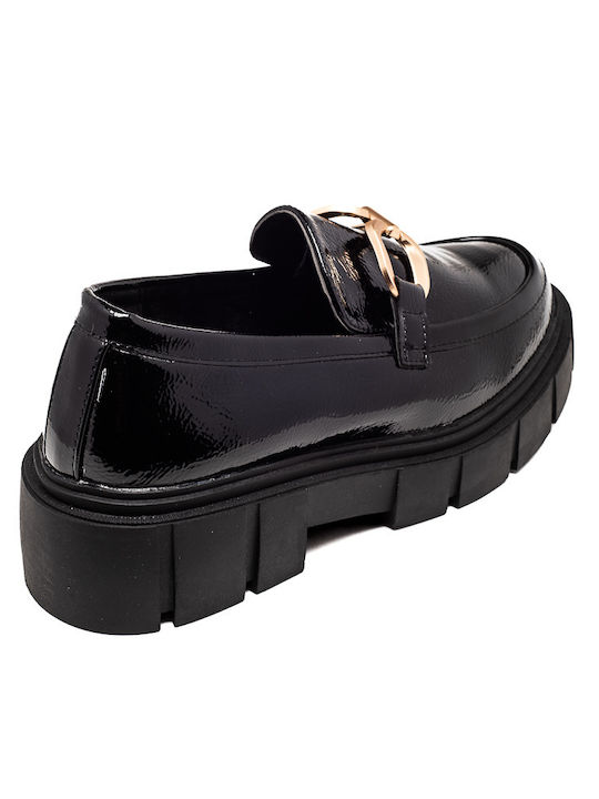 Franchesca Moretti Patent Leather Women's Moccasins in Black Color