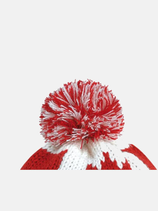 Pom Pom Beanie Unisex Beanie Knitted in Red color