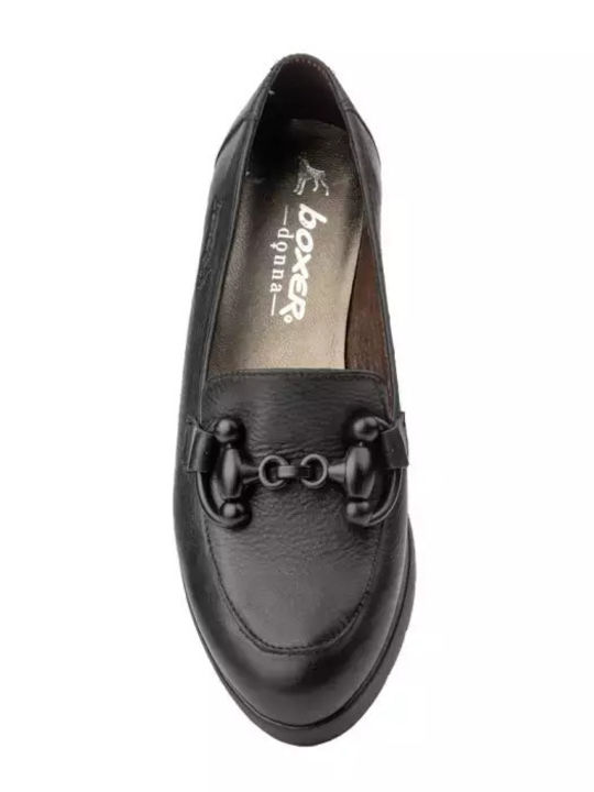 Leather Women's Moccasins in Black Color