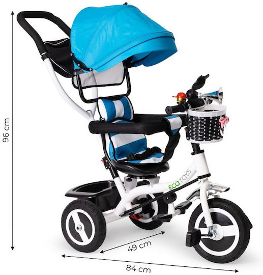 Ecotoys Kinderdreirad mit Elterngriff für 1-5 Jahre Blau