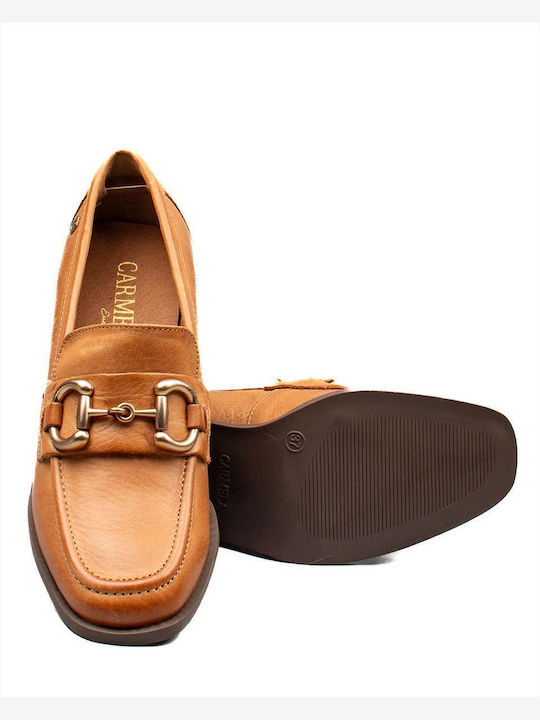 Leder Pumps mit mittelhohem Absatz Braun