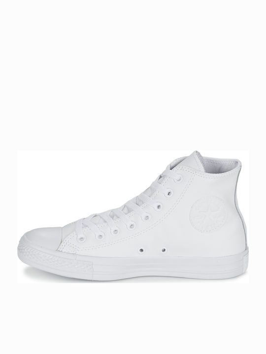 All Star Monochrome Cuir Damen Stiefel Weiß