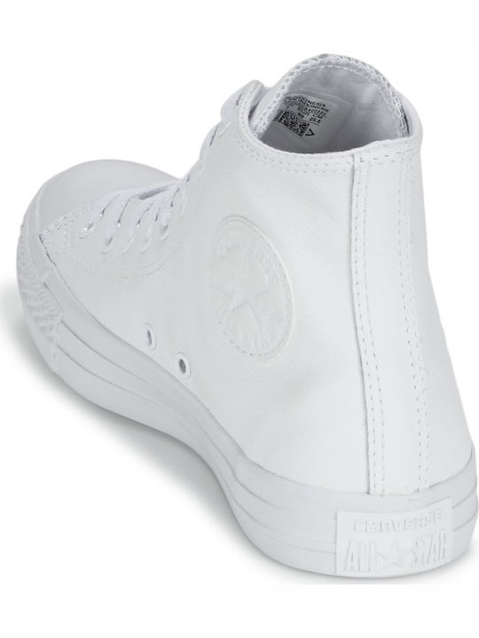 All Star Monochrome Cuir Damen Stiefel Weiß
