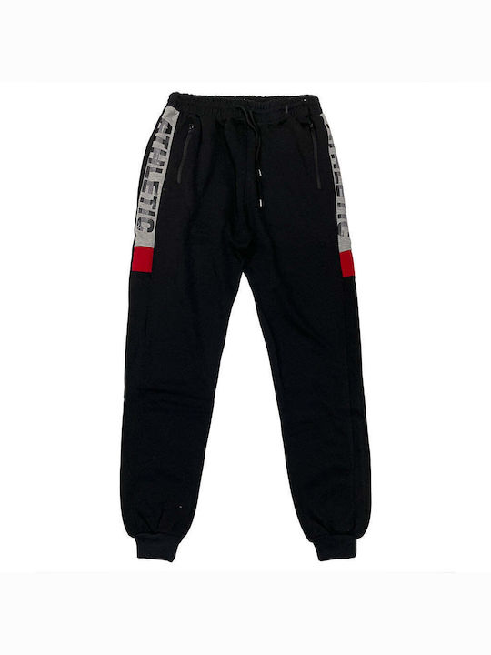 Ustyle Men's Fleece Sweatpants with Rubber Black