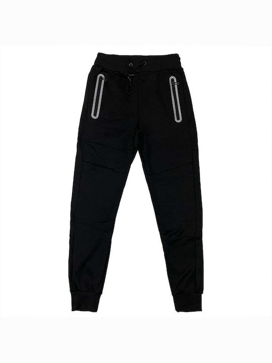 Ustyle Men's Fleece Sweatpants with Rubber Μαύρο.