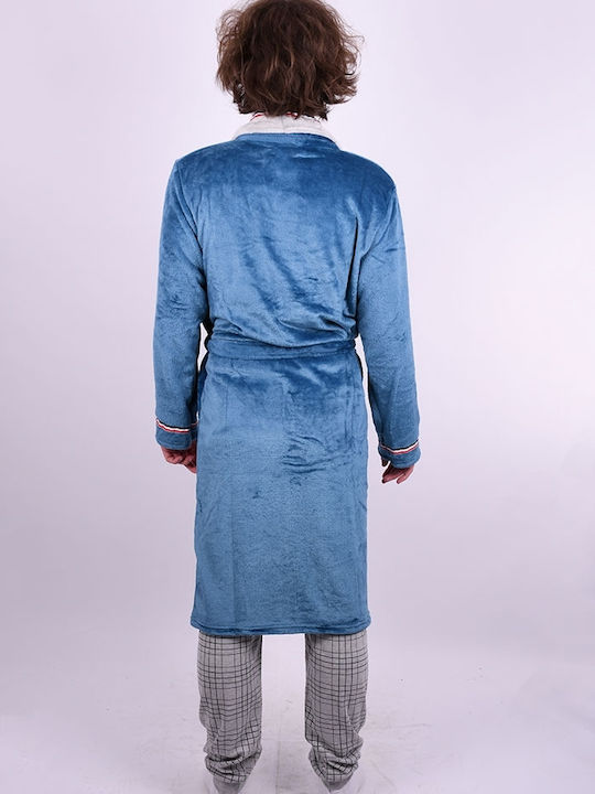 Sweet Secret Men's Winter Pajama Robe Light Blue