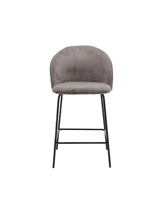 Hocker Bar mit Rückenlehne Gepolstert mit Stoff Votsalo Grey 48x56x98cm