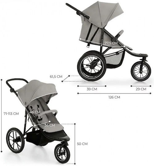 Kinderkraft Helsi Καρότσι Μωρού Kατάλληλο για Nεογέννητο Dust Grey