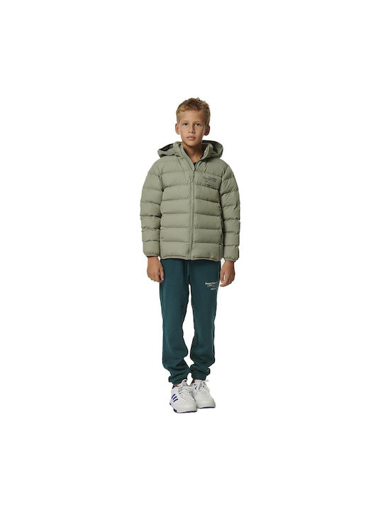 Body Action Kids Quilted Jacket with Hood Green