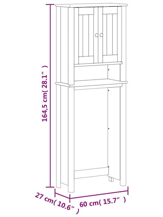 vidaXL Επιδαπέδια Ραφιέρα Μπάνιου Ξύλινη 60x27x164.5cm